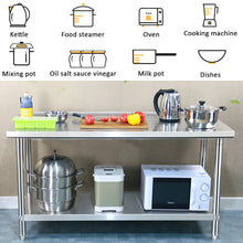 Load image into Gallery viewer, 2 Tier Stainless Steel Commercial Catering Table Work Bench Kitchen Worktop Backsplash