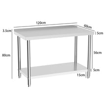 Load image into Gallery viewer, Kitchen Work Table with Backsplash Stainless Steel
