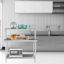 Load image into Gallery viewer, Kitchen Work Table with Backsplash Stainless Steel