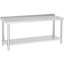 Load image into Gallery viewer, 2 Tier Stainless Steel Commercial Catering Table Work Bench Kitchen Worktop Backsplash