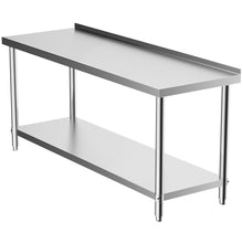 Load image into Gallery viewer, 2 Tier Stainless Steel Commercial Catering Table Work Bench Kitchen Worktop Backsplash