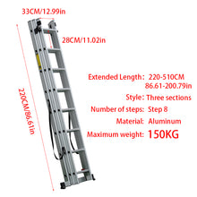 Load image into Gallery viewer, Aluminium Straight Ladder FlexLine Telescopic Ladder with 150KG . Load Capacity