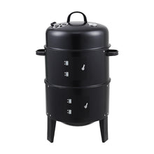 Load image into Gallery viewer, 3 in 1 BBQ Charcoal Grill 3 Tier Smoker