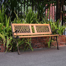 Load image into Gallery viewer, 2-3 Seater Outdoor Wooden Garden Bench Patio Cast Iron Legs Park Seat Furniture