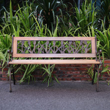 Load image into Gallery viewer, 2-3 Seater Outdoor Wooden Garden Bench Patio Cast Iron Legs Park Seat Furniture