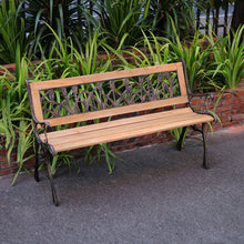 Load image into Gallery viewer, 2-3 Seater Outdoor Wooden Garden Bench Patio Cast Iron Legs Park Seat Furniture