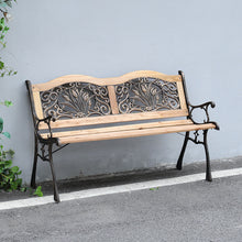 Load image into Gallery viewer, 2-3 Seater Outdoor Wooden Garden Bench Patio Cast Iron Legs Park Seat Furniture-2colors