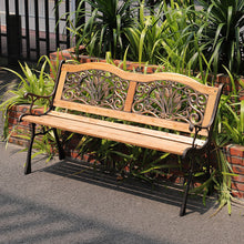 Load image into Gallery viewer, 2-3 Seater Outdoor Wooden Garden Bench Patio Cast Iron Legs Park Seat Furniture-2colors
