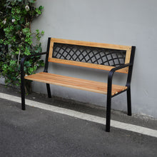 Load image into Gallery viewer, Garden Bench Outdoor Wooden 3 Seater Cross Lattice and Slat Style
