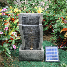 Load image into Gallery viewer, Vertical Slate Solar Water Fountain Feature with 6 LED Light Falls Garden Decor