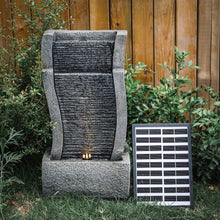Load image into Gallery viewer, Vertical Slate Solar Water Fountain Feature with 6 LED Light Falls Garden Decor
