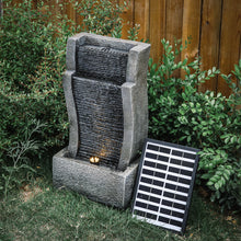 Load image into Gallery viewer, Vertical Slate Solar Water Fountain Feature with 6 LED Light Falls Garden Decor