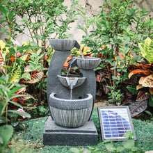 Load image into Gallery viewer, 4 Bowls Solar Light Fountain Water Feature With LED Flowing Water Effect Outdoor