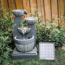Load image into Gallery viewer, 4 Bowls Solar Light Fountain Water Feature With LED Flowing Water Effect Outdoor