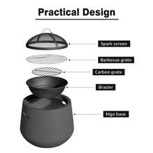 Load image into Gallery viewer, Outdoor Cylindrical Fire Pit Patio Wood Log Burner MgO Garden BBQ Grill