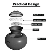 Load image into Gallery viewer, Outdoor Bowl Shaped Fire Pit Patio Wood Log Burner Garden BBQ Grill