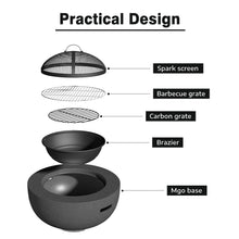 Load image into Gallery viewer, Octagonal Fire Pit Bowl Patio Wood Burning Fires Garden MgO BBQ Grill Outdoor Heater