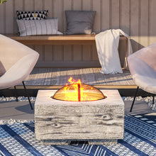 Load image into Gallery viewer, Square Fire Pit with Wooden Finish BBQ Grill Patio Log Burner Garden Heater
