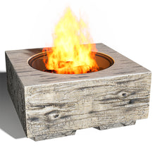 Load image into Gallery viewer, Square Fire Pit with Wooden Finish BBQ Grill Patio Log Burner Garden Heater