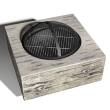 Load image into Gallery viewer, Square Fire Pit with Wooden Finish BBQ Grill Patio Log Burner Garden Heater