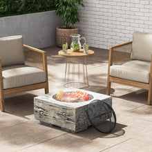 Load image into Gallery viewer, Square Fire Pit with Wooden Finish BBQ Grill Patio Log Burner Garden Heater