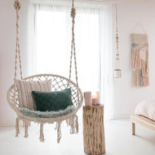 Load image into Gallery viewer, Hand Woven Round Hanging Hammock Macrame Chair
