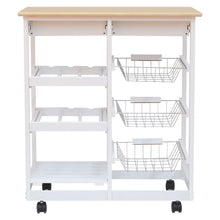 Load image into Gallery viewer, Rolling Kitchen Cart Storage Cabinet Trolley Wood Drawers Shelf Worktop w/ Wine Racks