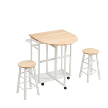 Load image into Gallery viewer, Kitchen Storage Trolley Cart Unit Wood Top Shelf Cupboard Drawer with Stools