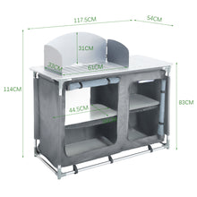 Load image into Gallery viewer, Camping Table Kitchen Stand Unit Storage Portable Outdoor BBQ