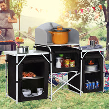 Load image into Gallery viewer, Camping Kitchen Stand Unit Storage Portable Outdoor Black