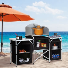 Load image into Gallery viewer, Camping Kitchen Stand Unit Storage Portable Outdoor Black
