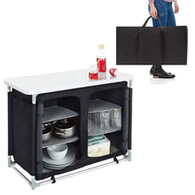 Load image into Gallery viewer, Camping Kitchen Table Portable Cabinet Kitchen Storage Black