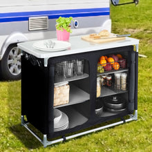 Load image into Gallery viewer, Camping Kitchen Table Portable Cabinet Kitchen Storage Black