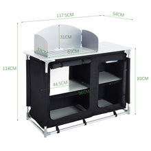 Load image into Gallery viewer, Camping Table Kitchen Stand Unit Storage Portable Outdoor BBQ Black
