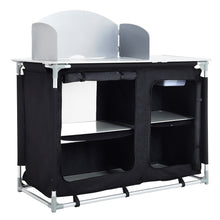 Load image into Gallery viewer, Camping Table Kitchen Stand Unit Storage Portable Outdoor BBQ Black