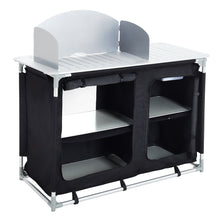 Load image into Gallery viewer, Camping Table Kitchen Stand Unit Storage Portable Outdoor BBQ Black