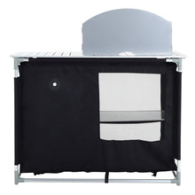 Load image into Gallery viewer, Camping Table Kitchen Stand Unit Storage Portable Outdoor BBQ Black