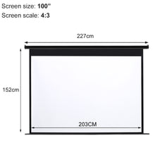 Load image into Gallery viewer, Electric Pull-Down Projector Screen 4:3 White Matte Home Cinema-four size option