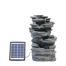 Load image into Gallery viewer, Slat Falls Woodland Water Feature Outdoor Garden LED Fountain Solar Powered