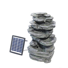 Load image into Gallery viewer, Slat Falls Woodland Water Feature Outdoor Garden LED Fountain Solar Powered