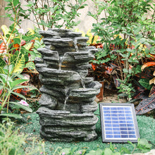 Load image into Gallery viewer, Slat Falls Woodland Water Feature Outdoor Garden LED Fountain Solar Powered