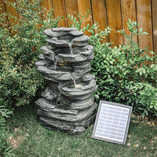 Load image into Gallery viewer, Slat Falls Woodland Water Feature Outdoor Garden LED Fountain Solar Powered