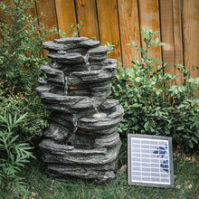 Load image into Gallery viewer, Slat Falls Woodland Water Feature Outdoor Garden LED Fountain Solar Powered