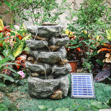 Load image into Gallery viewer, Natural Slate Garden Water Feature Outdoor LED Fountain Waterfall Solar Powered