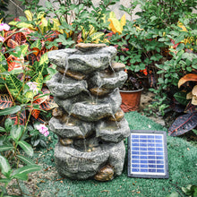 Load image into Gallery viewer, Natural Slate Garden Water Feature Outdoor LED Fountain Waterfall Solar Powered