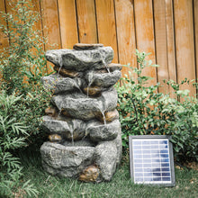 Load image into Gallery viewer, Natural Slate Garden Water Feature Outdoor LED Fountain Waterfall Solar Powered