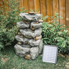 Load image into Gallery viewer, Natural Slate Garden Water Feature Outdoor LED Fountain Waterfall Solar Powered