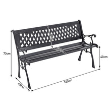 Load image into Gallery viewer, Garden Bench 2-3 Seater Metal Armrest Chair Wood Seat Backrest Patio Outdoor