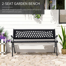 Load image into Gallery viewer, Garden Bench 2-3 Seater Metal Armrest Chair Wood Seat Backrest Patio Outdoor