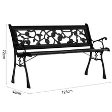 Load image into Gallery viewer, Outdoor 2-3 Seater Garden Bench Porch Metal Seat Patio Chair Armrest Park Seat